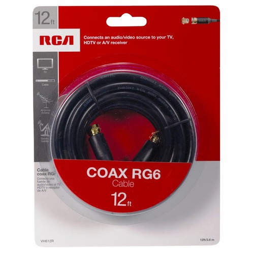 RCA 12-ft 18-AWG RG6 Black Coax Cable