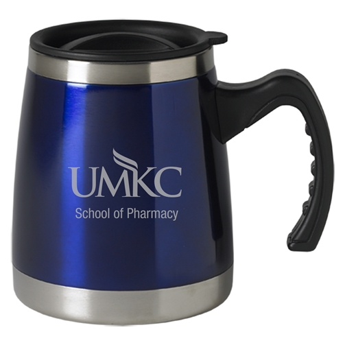UMKC School of Pharmacy Blue Travel Coffee Mug