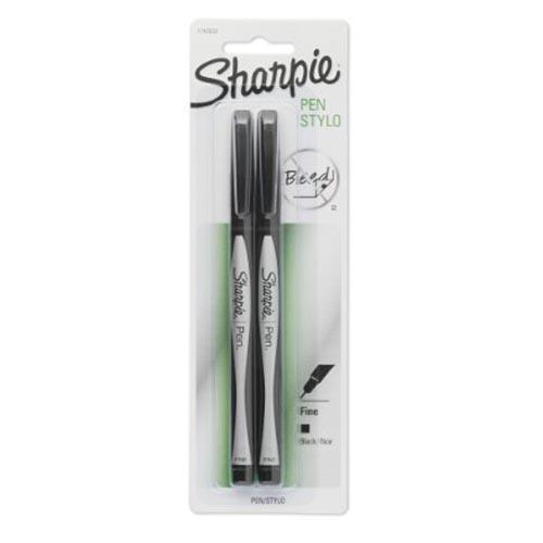 2 pack Black Sharpie Fine Point Pens Pen Sharpie 2pk Black