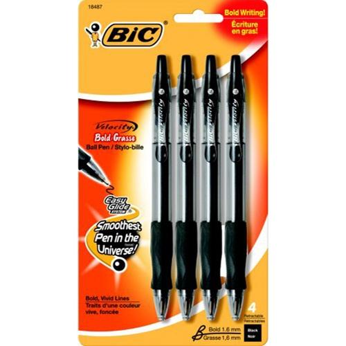 Bic Velocity Retractable Ball Point Pen Set of 4