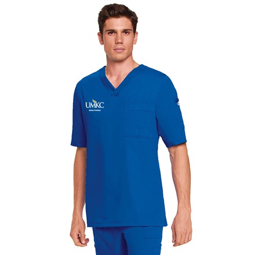 Grey's Anatomy Men's Embroidered Royal Blue V-Neck Scrub Top