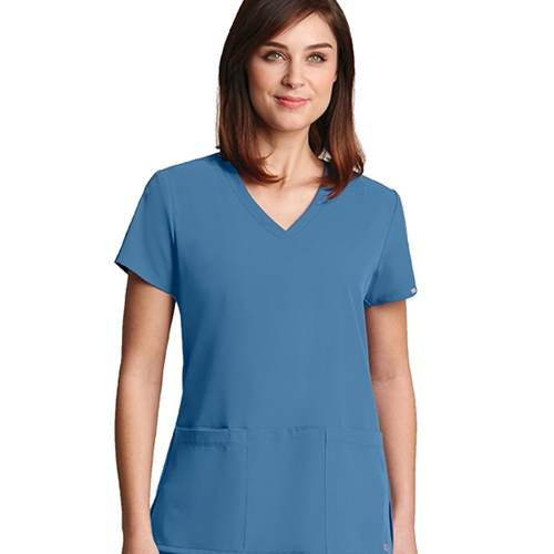 Grey's Anatomy Women's Criss Cross Ciel Blue V-Neck Scrub Top