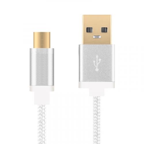 Ballistic Nylon USB Data Cables for Micro USB Devices Titanium White