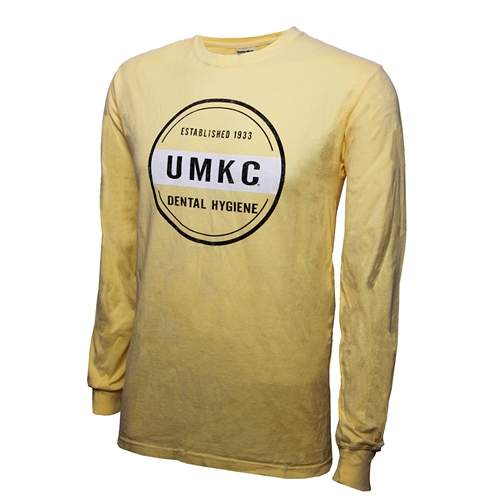 UMKC Established 1933 Dental Hygiene Yellow Crew Neck Shirt
