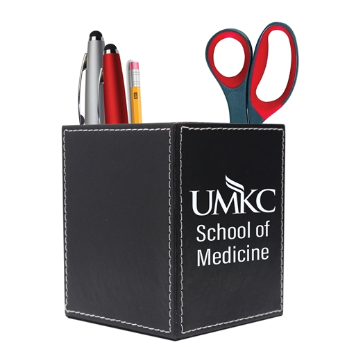 UMKC Medicine Leather Square Desk Caddy